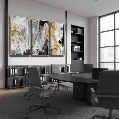 Gold Abstract Wall Art 3PC