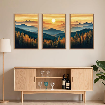 Navy Blue Abstract Wall Art 3PC 24x36in