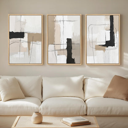 Neutral Abstract Wall Art 3PC 24x36in