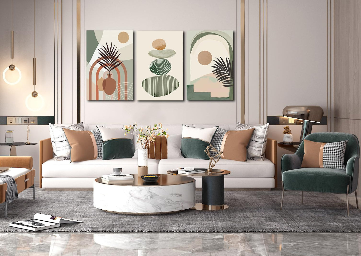 Boho Minimalist Wall Art 3PC 24x36in