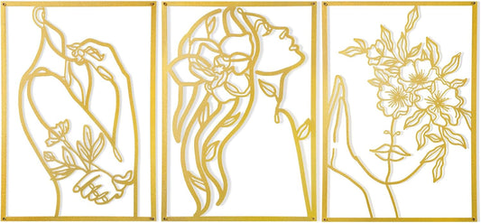 3Pcs Gold Minimalist Metal Wall Art