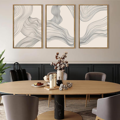 Neutral Beige Abstract Wall Art 3PC 16x24in