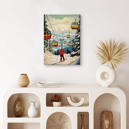 Winter Skiing Mountain Canvas Wall Art