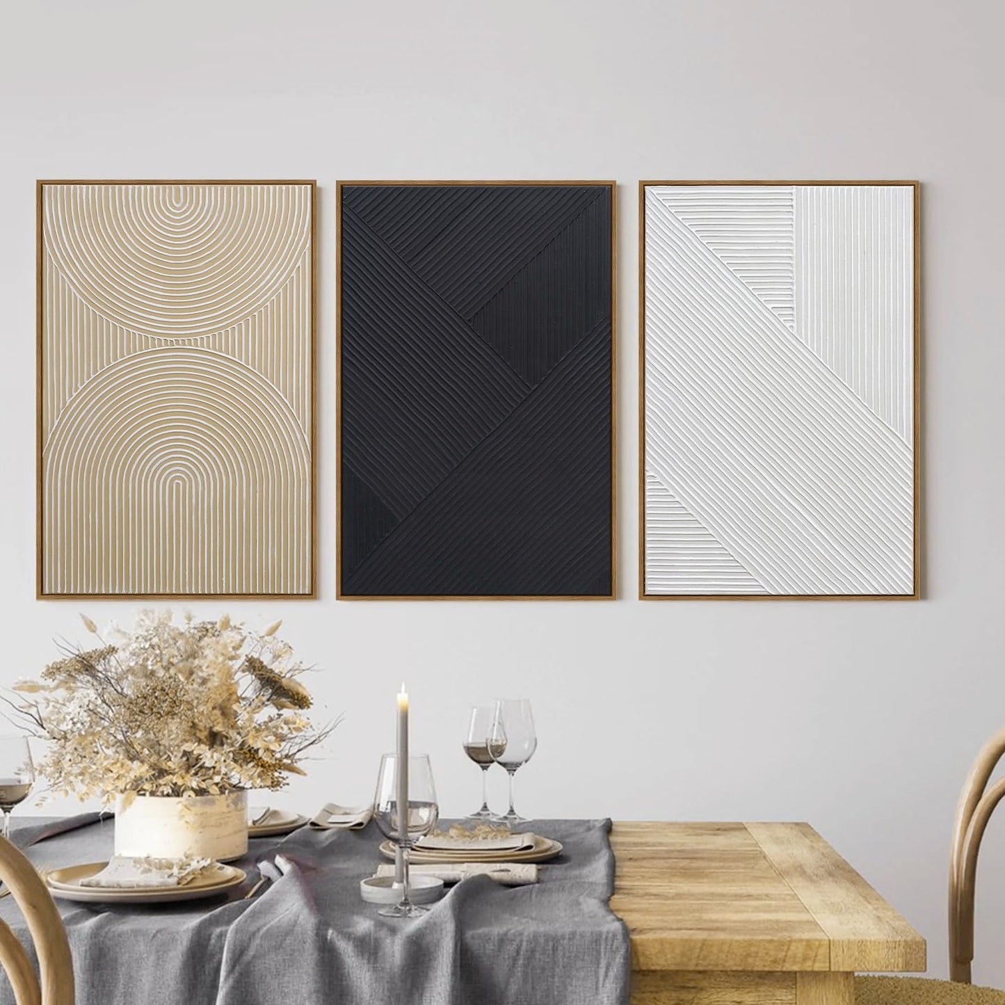Boho Textured 3D Wall Art 3PC 24x36in