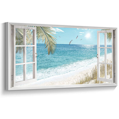 Blue Ocean Beach Wall Art 3PC 24x36in