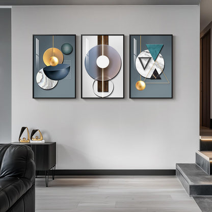 Black & Gold Abstract Art 3PC