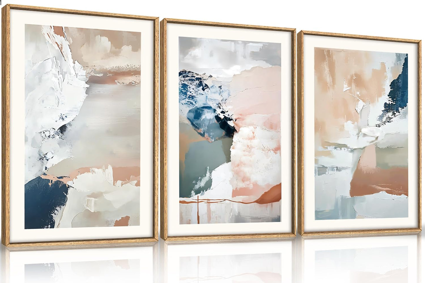 Navy Blue Abstract Wall Art 3PC 24x36in
