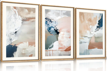 Navy Blue Abstract Wall Art 3PC 24x36in