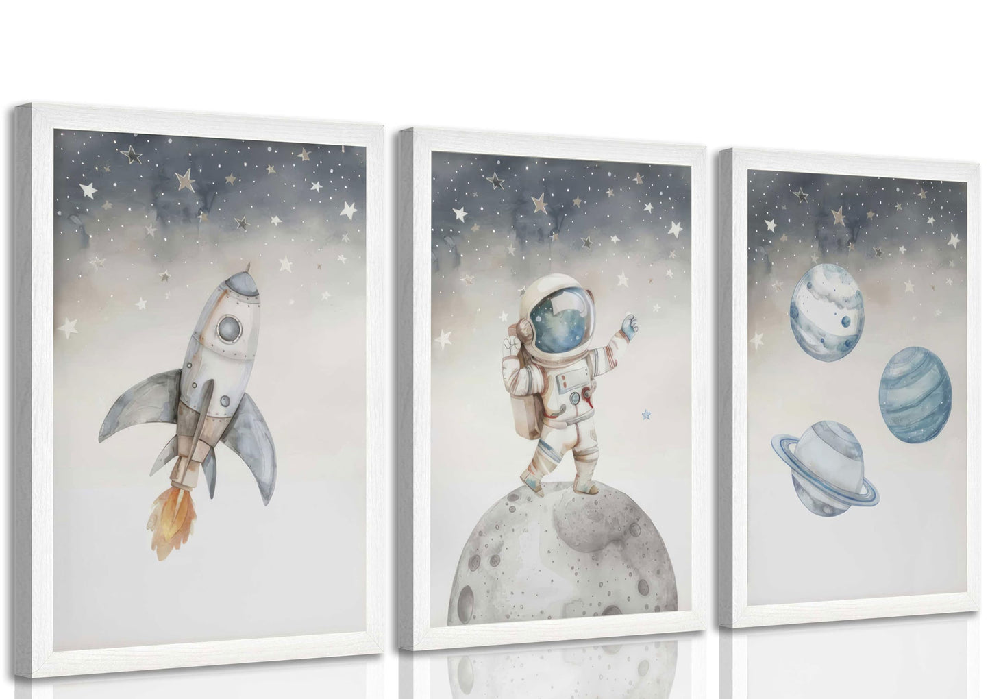 Space Nursery Wall Art – 3 Pcs