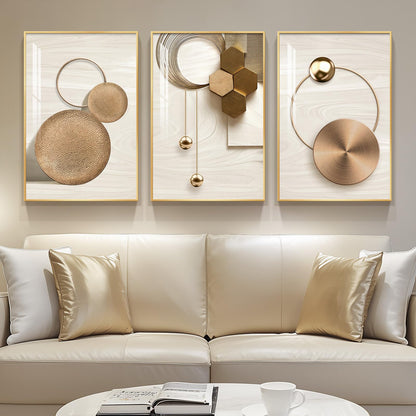 Black & Gold Abstract Art 3PC