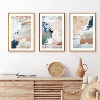 Navy Blue Abstract Wall Art 3PC 24x36in