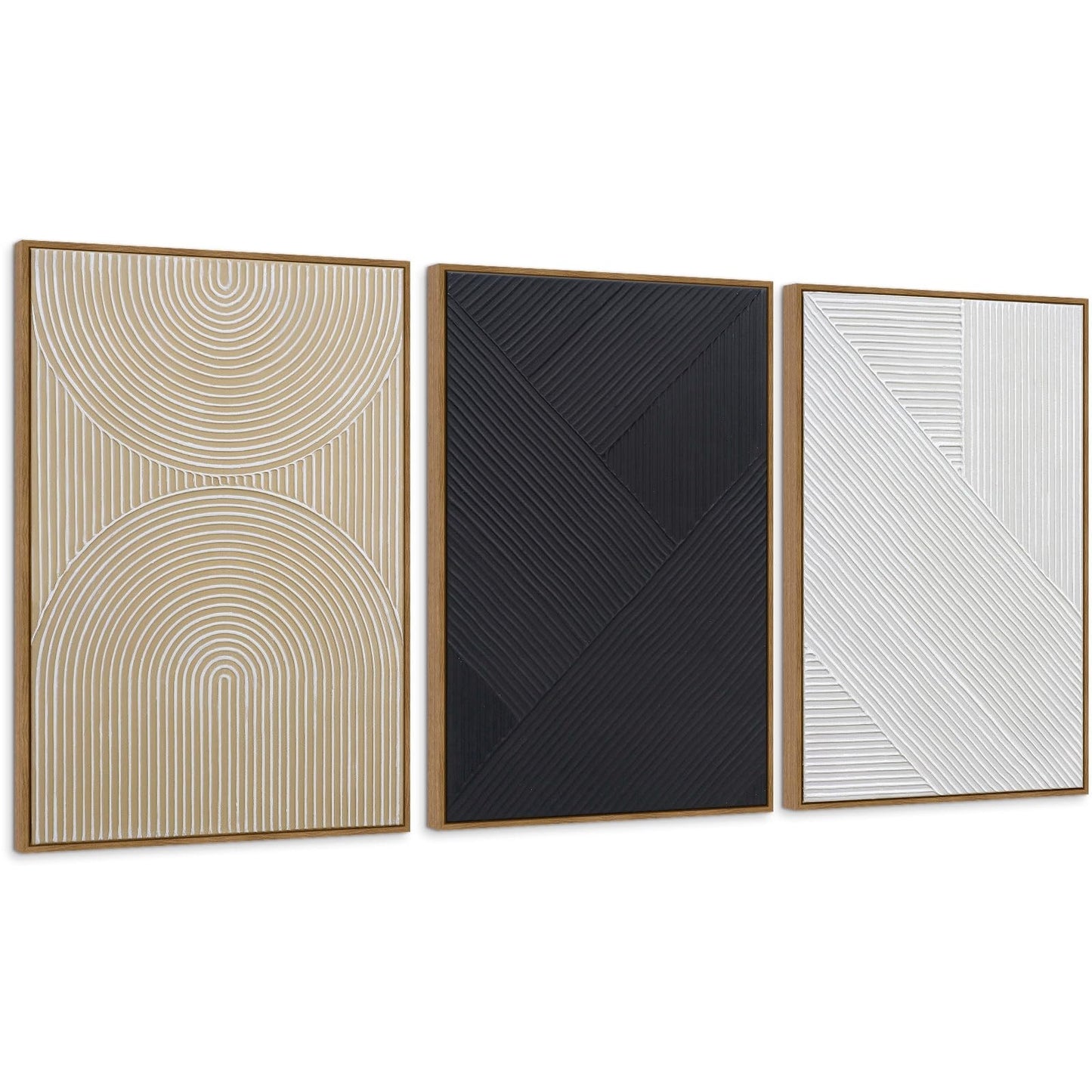 Boho Textured 3D Wall Art 3PC 24x36in