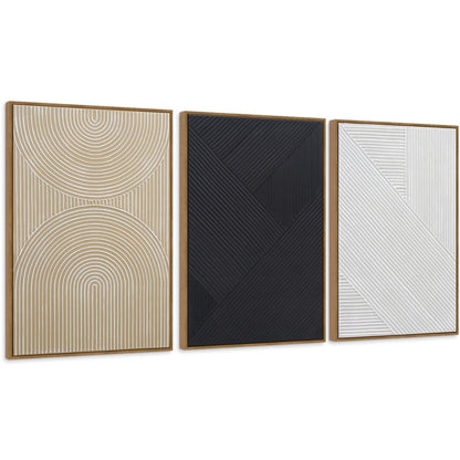 Boho Textured 3D Wall Art 3PC 24x36in