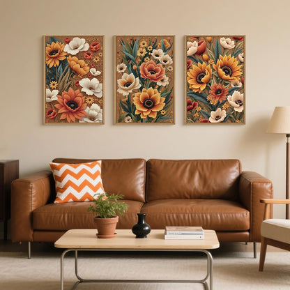 Navy Blue Abstract Wall Art 3PC 24x36in