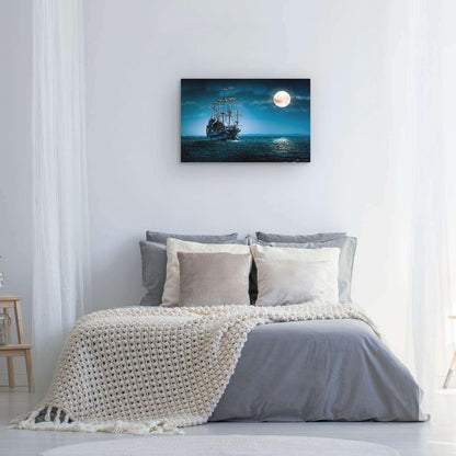 Ship & Moon Canvas Wall Art – 32x48in