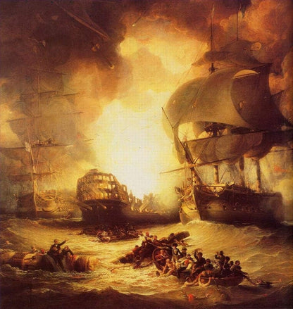 Napoleonic Warship Battle Oil Painting