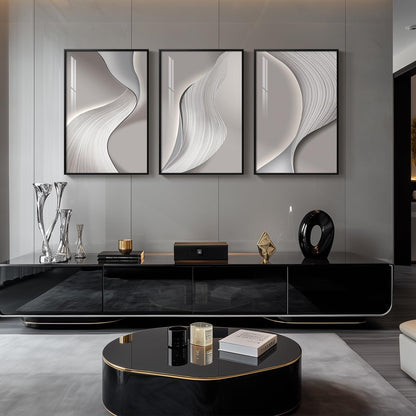 Black & Gold Abstract Art 3PC