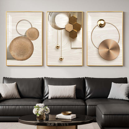 Black & Gold Abstract Art 3PC