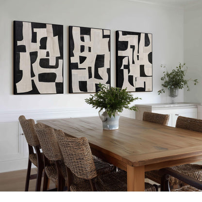 Boho Textured 3D Wall Art 3PC 24x36in