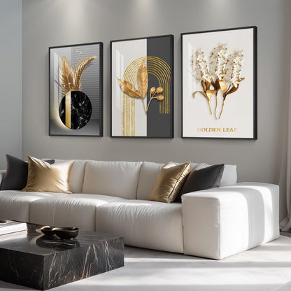 Black & Gold Abstract Art 3PC