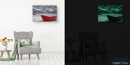 Red Boat Lake Canvas Wall Art 32x48in
