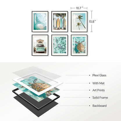 Blue Ocean Beach Wall Art 3PC 24x36in