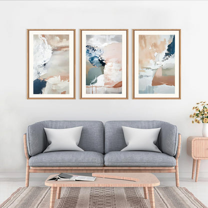 Navy Blue Abstract Wall Art 3PC 24x36in