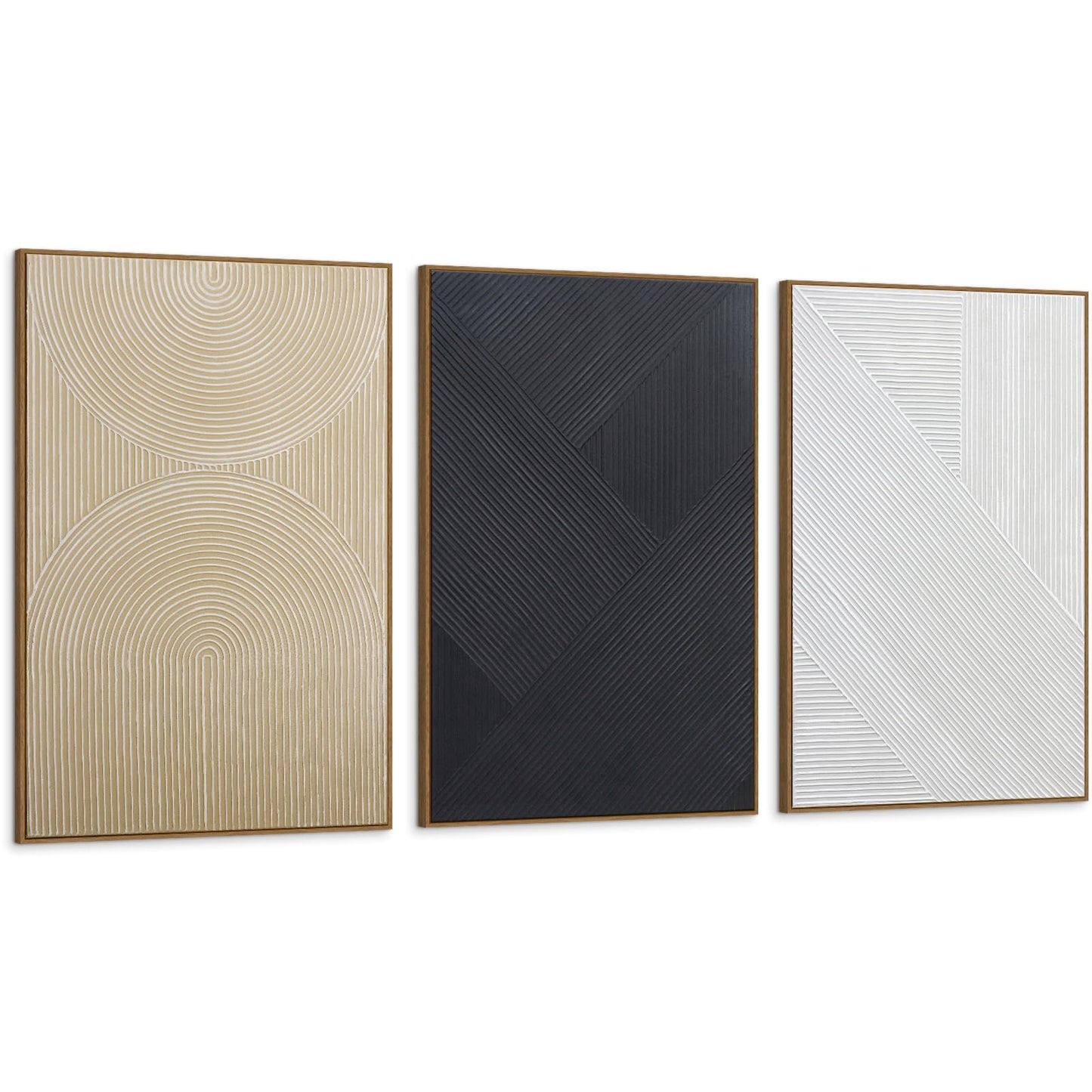 Boho Textured 3D Wall Art 3PC 24x36in