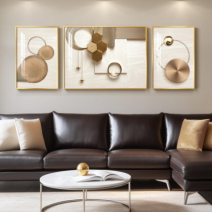 Black & Gold Abstract Art 3PC