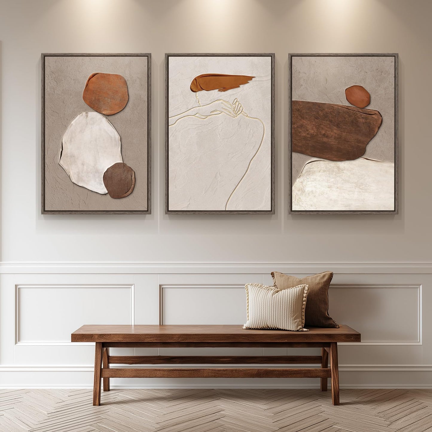 Neutral Abstract Wall Art 3PC 24x36in