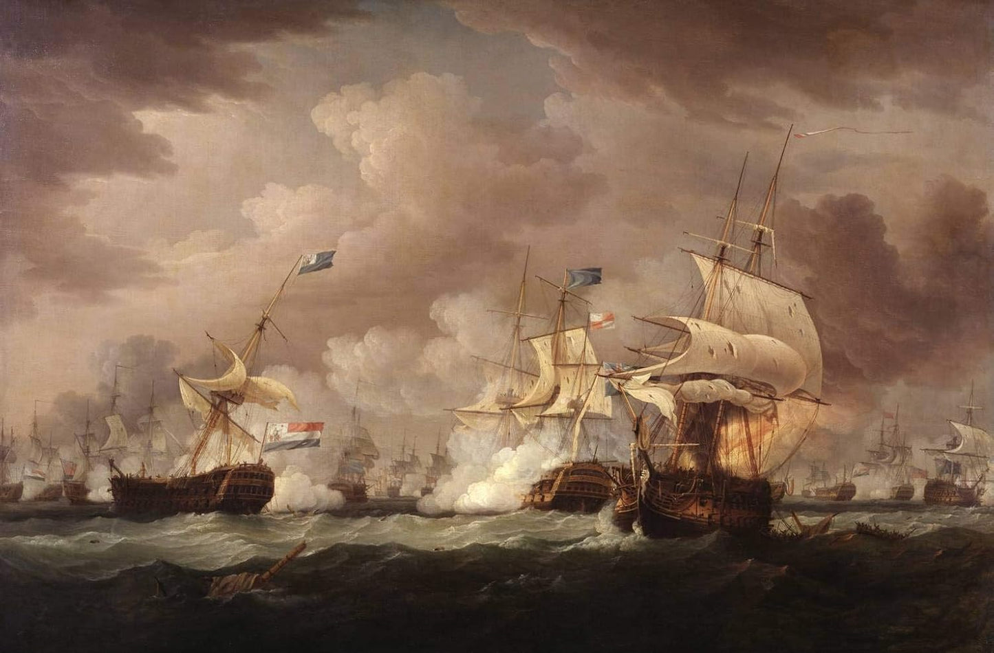 Napoleonic Warship Battle Oil Painting