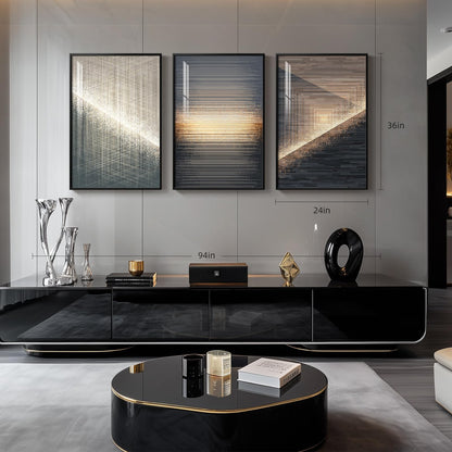 Black & Gold Abstract Art 3PC