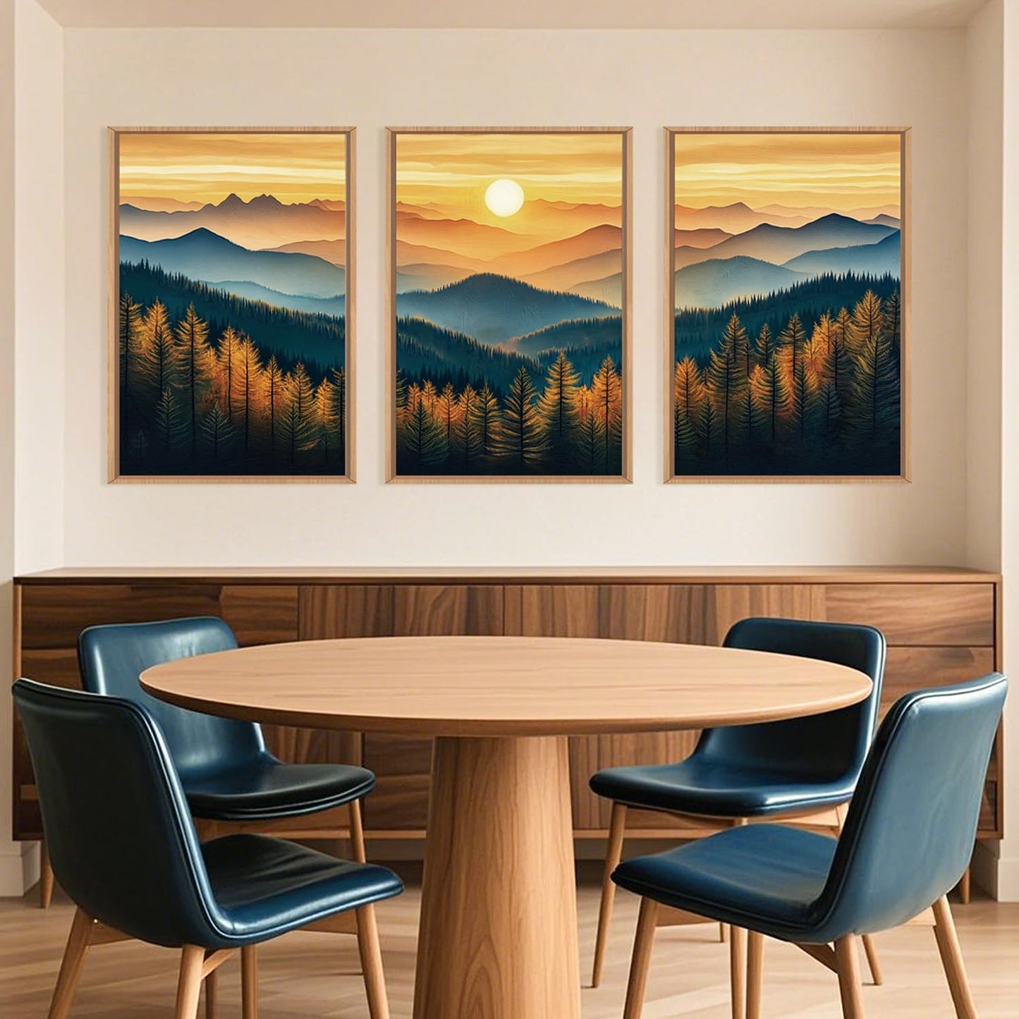 Navy Blue Abstract Wall Art 3PC 24x36in