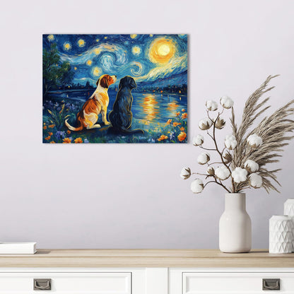 Starry Night Cat Wall Art – Framed Canvas