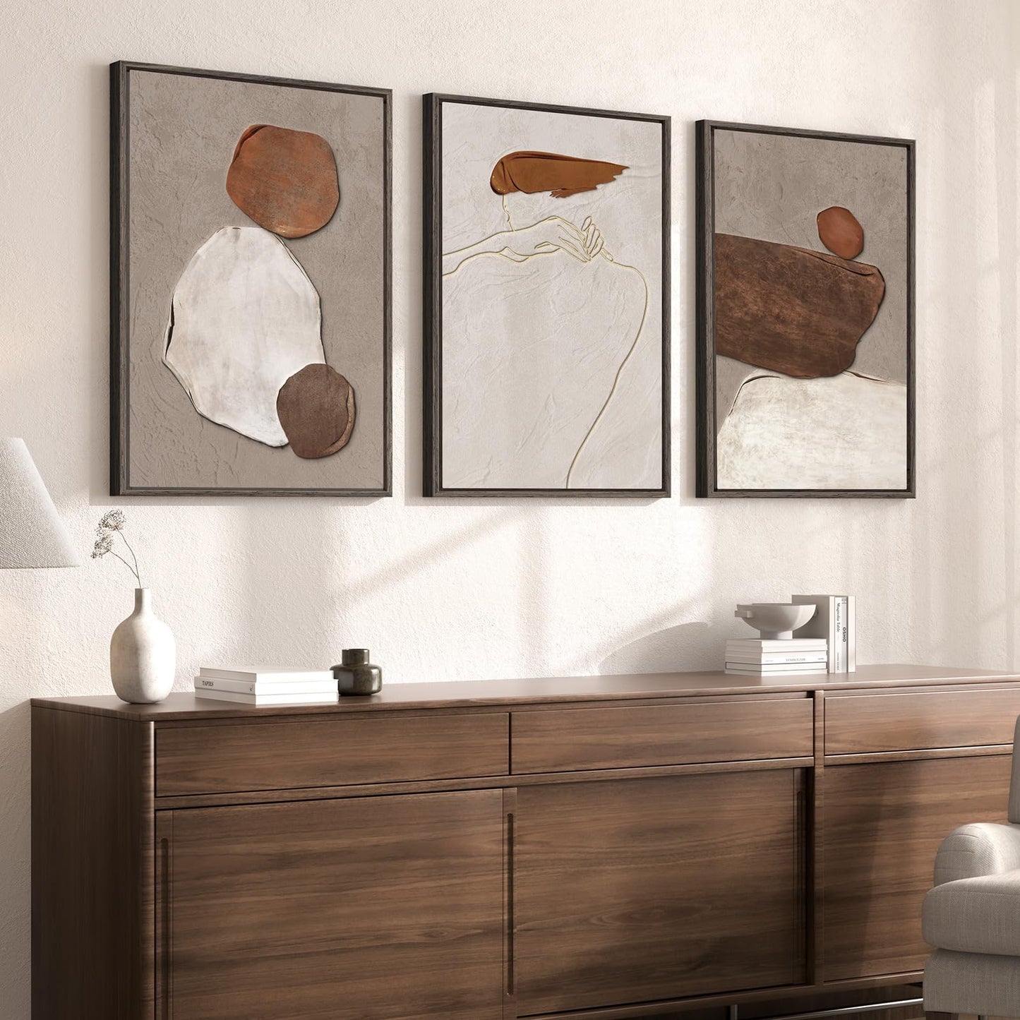 Neutral Abstract Wall Art 3PC 24x36in