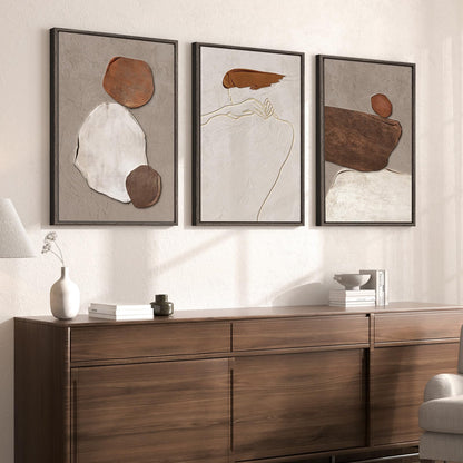 Neutral Abstract Wall Art 3PC 24x36in