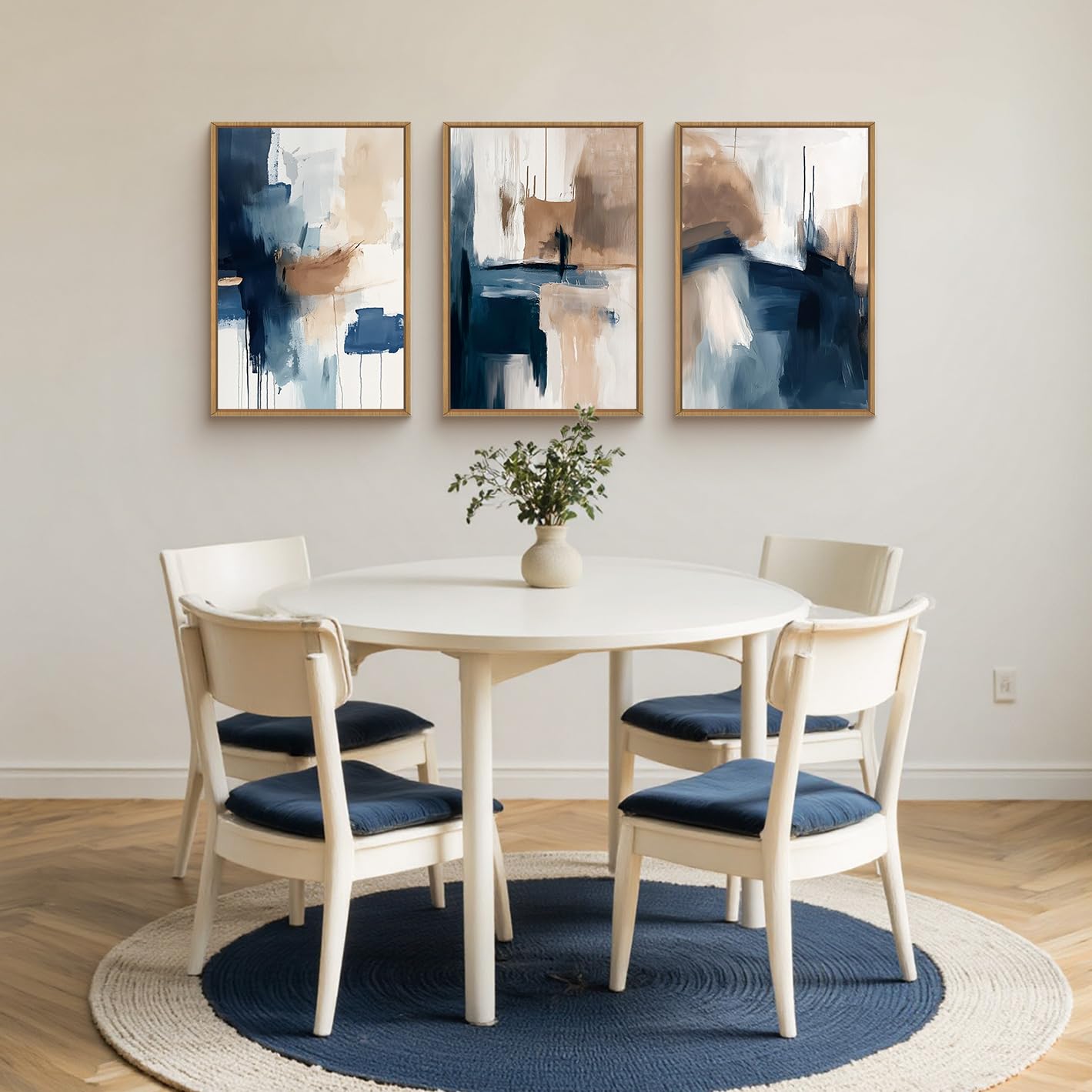 Navy Blue Abstract Wall Art 3PC 24x36in