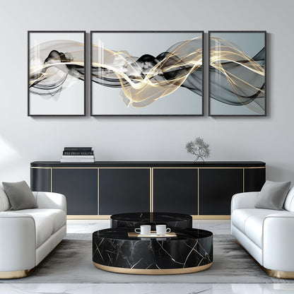 Black & Gold Abstract Art 3PC