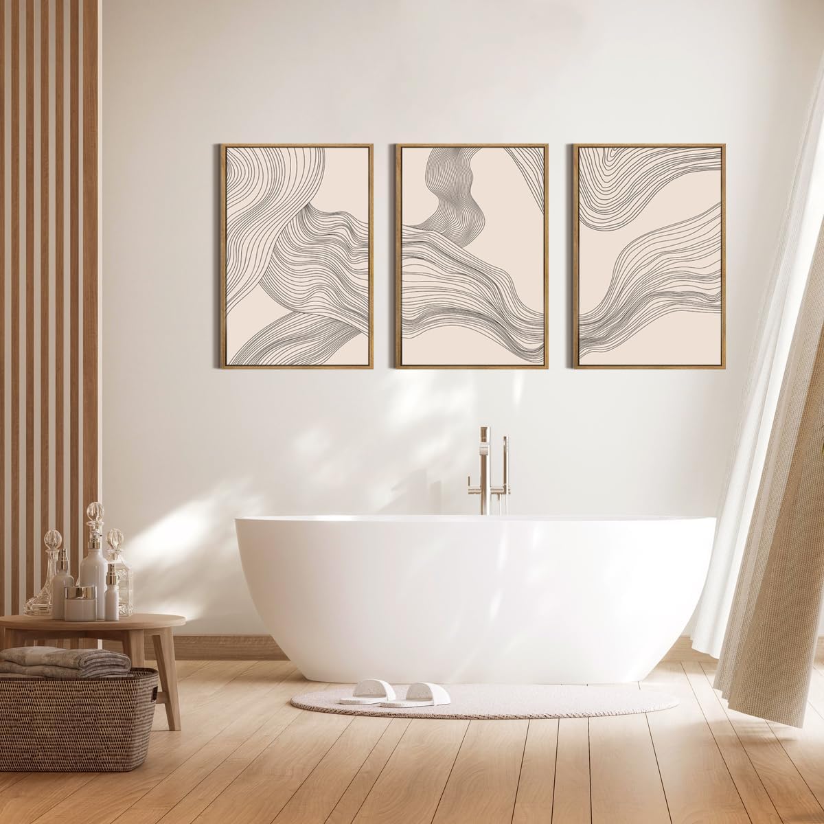 Neutral Beige Abstract Wall Art 3PC 16x24in