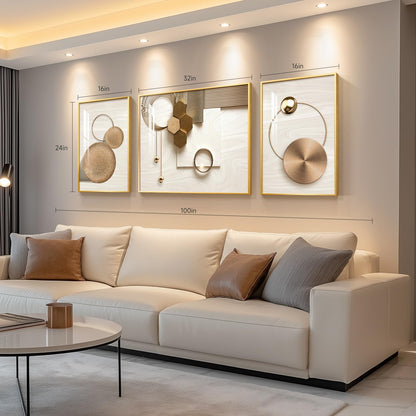 Black & Gold Abstract Art 3PC