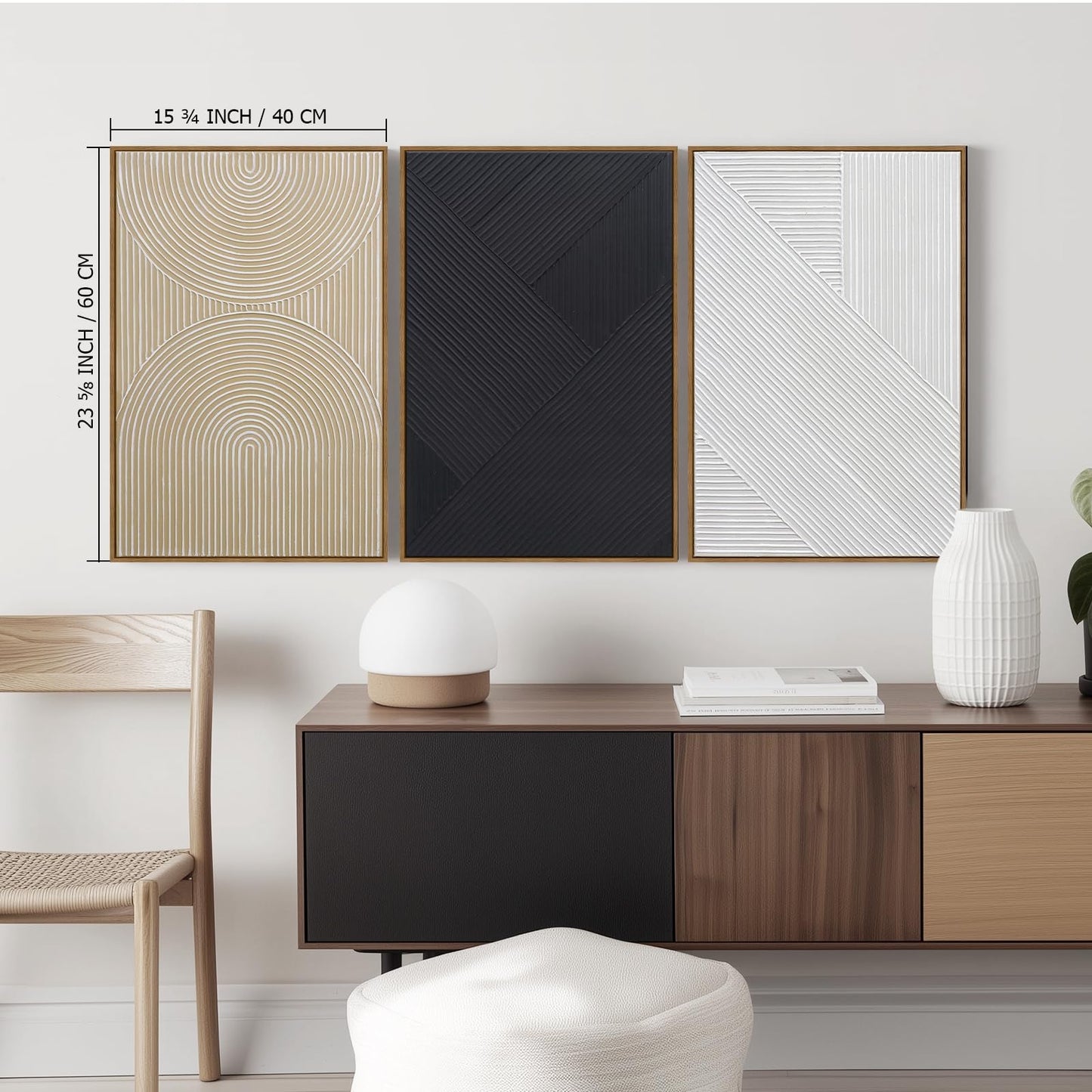 Boho Textured 3D Wall Art 3PC 24x36in