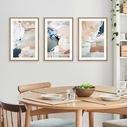Navy Blue Abstract Wall Art 3PC 24x36in
