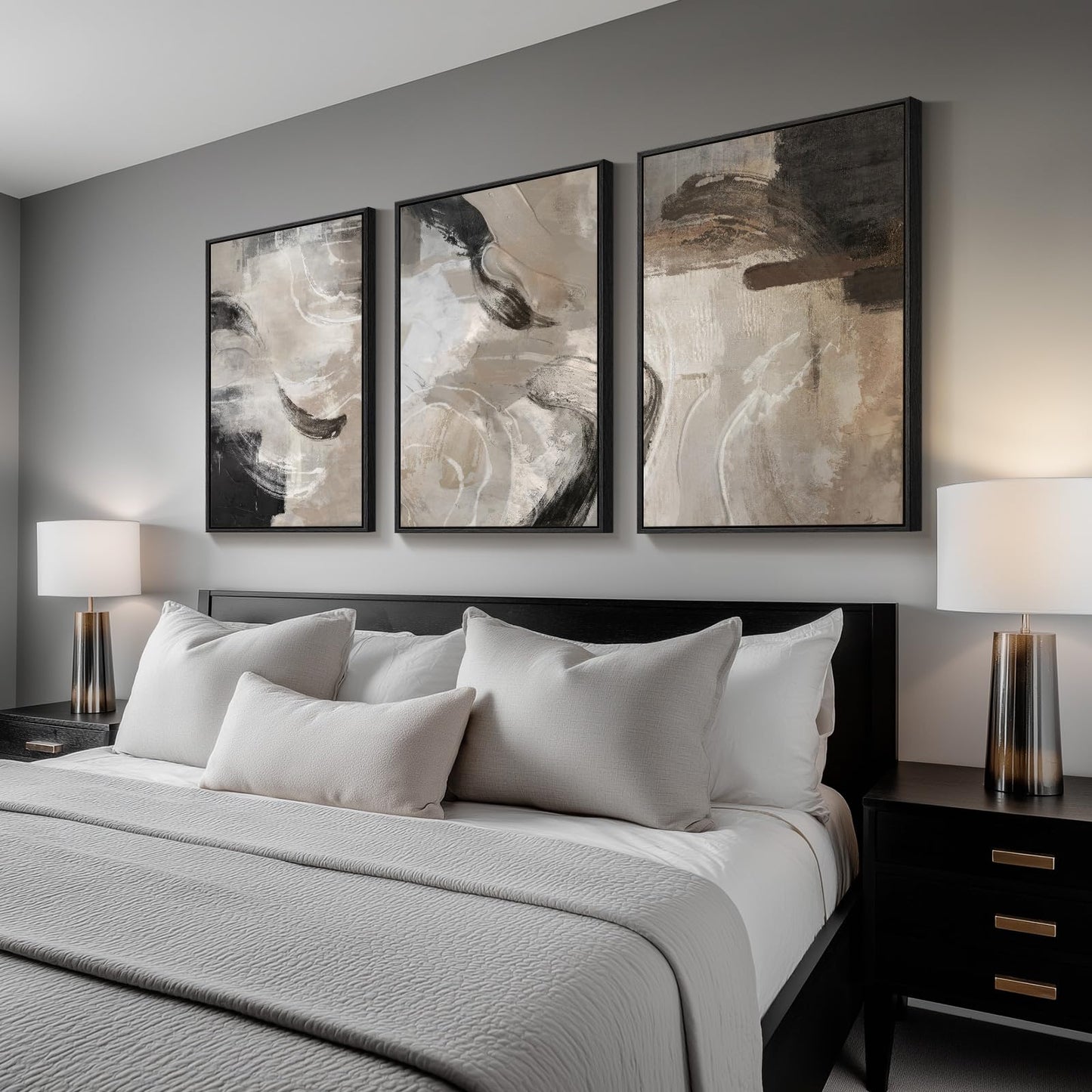 Neutral Abstract Wall Art 3PC 24x36in