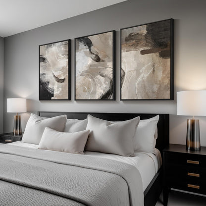 Neutral Abstract Wall Art 3PC 24x36in