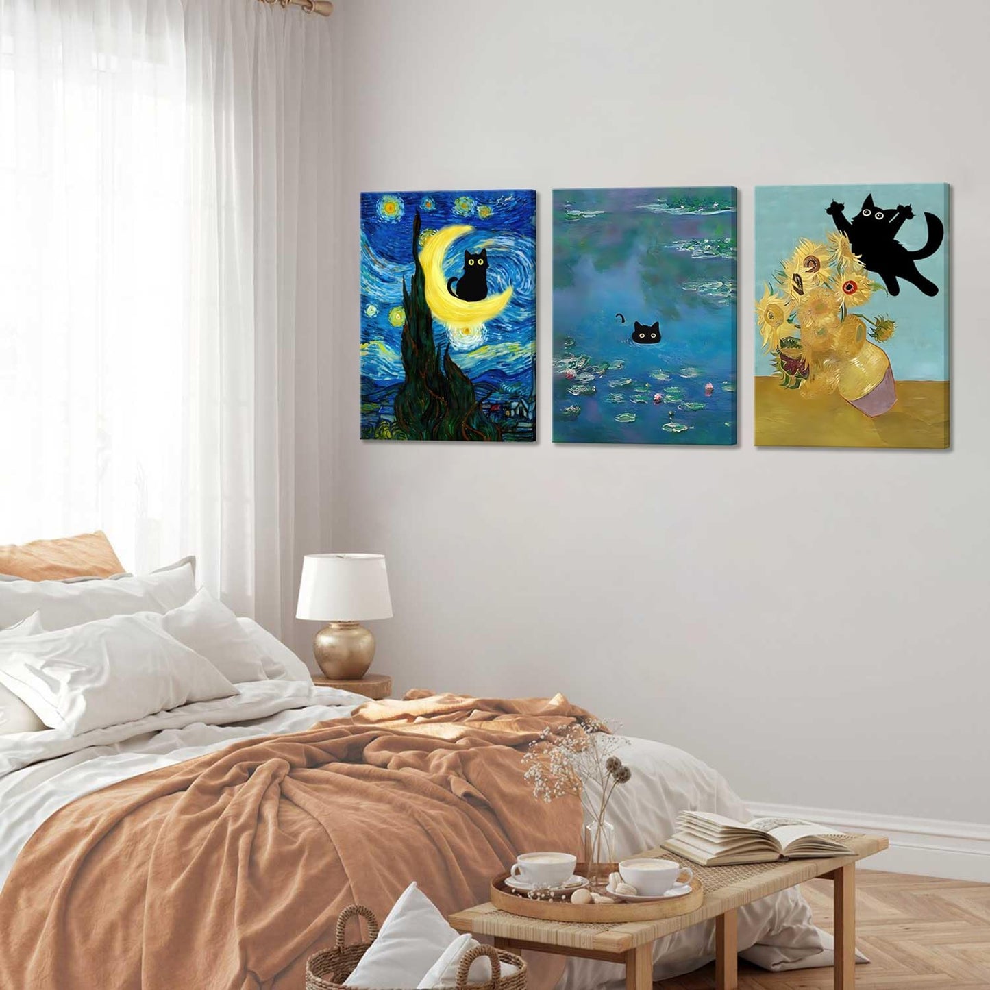 Funny Black Cat Wall Art – 12x16in Framed