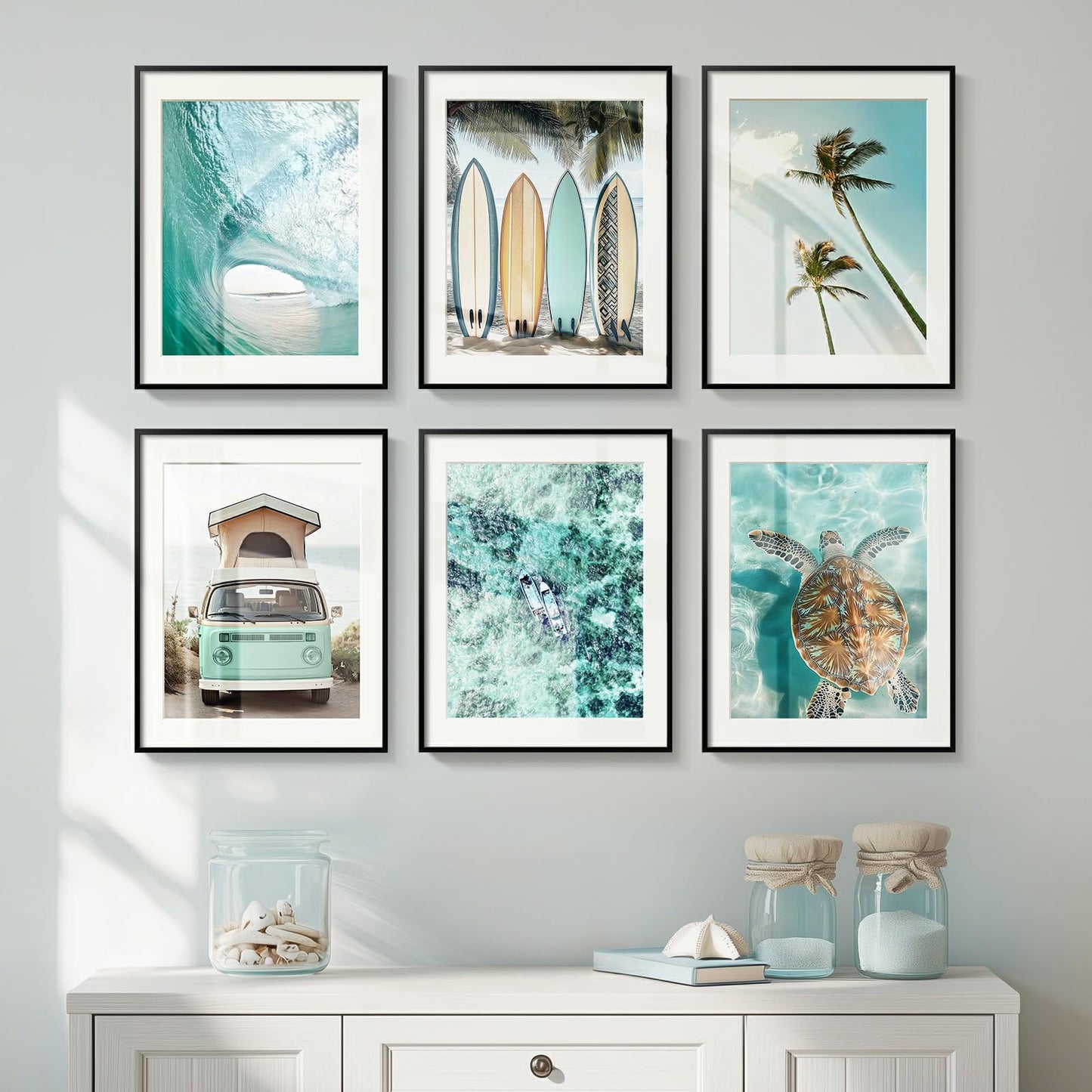 Blue Ocean Beach Wall Art 3PC 24x36in