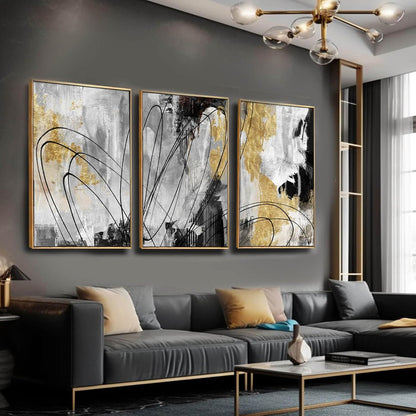 Gold Abstract Wall Art 3PC