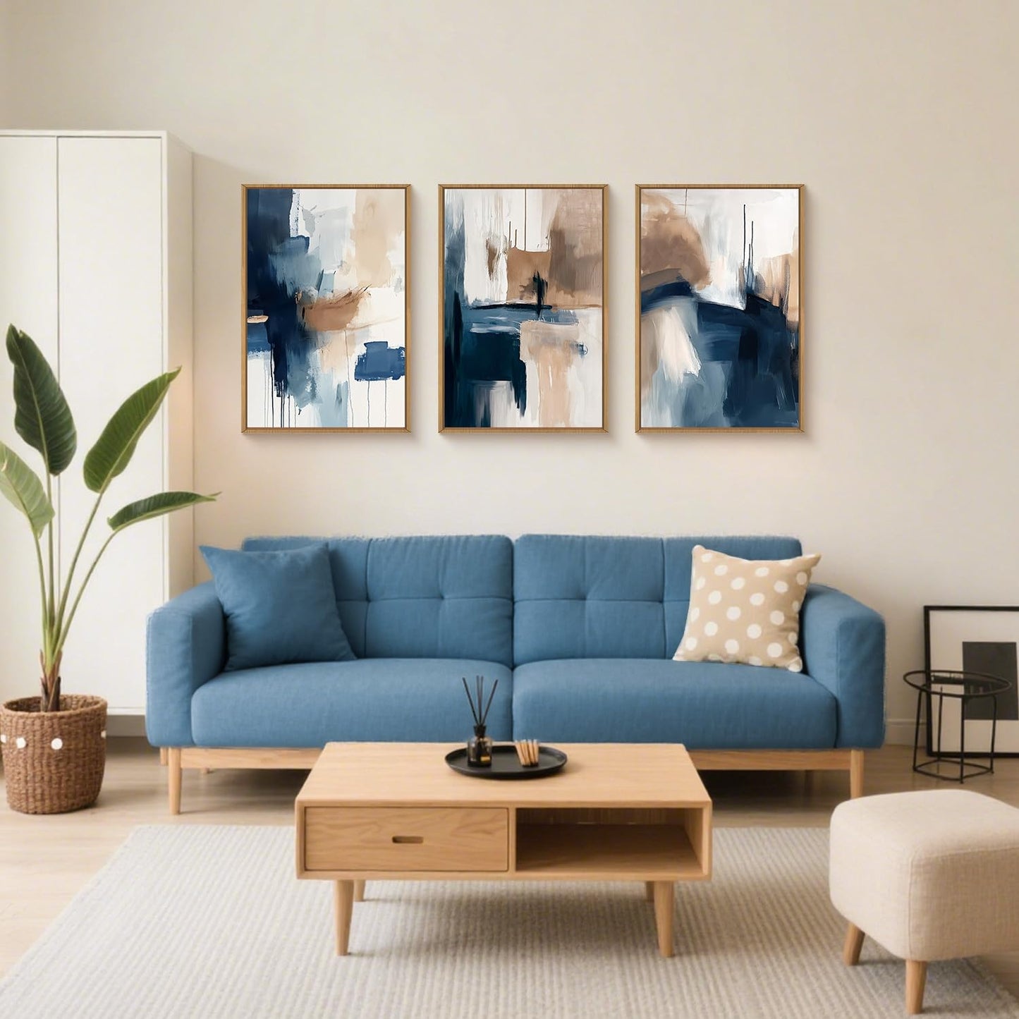 Navy Blue Abstract Wall Art 3PC 24x36in