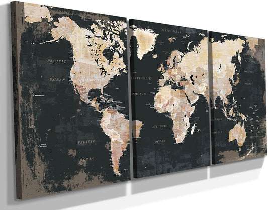 Black Map Canvas Wall Art