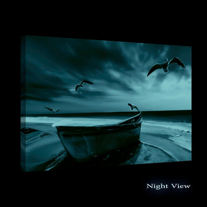 Ship & Moon Canvas Wall Art – 32x48in
